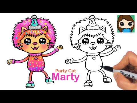 How to Draw Marty the Party Cat | Gabby's Dollhouse