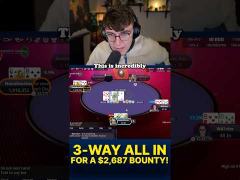 TREE WAY ALL IN FOR A $2,687 BOUNTY IN THE WCOOP!! #poker #onlinepoker #wcoop