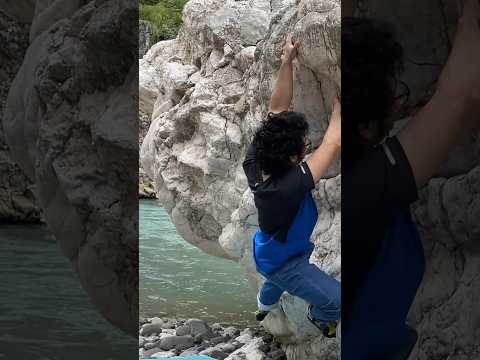 Bouldering by the river