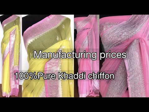 Pure Banarasi khaddi chiffon Sarees latest colour design