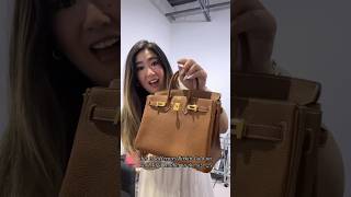 Trying on a Hermes Gold Togo Birkin 25 GHW at Haute Classics Inc. 💛