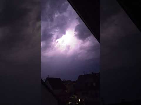 Powerful lighting strike - Thunderstorm in Germany #Nature #Rain