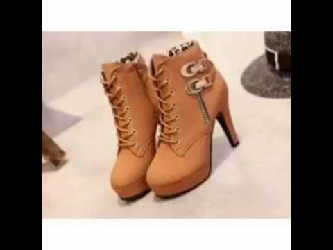 Sporty and Winter New High-heeled Shoes Martin Boots Round Head 4.5 inches booT#pakistan #shoes #imp