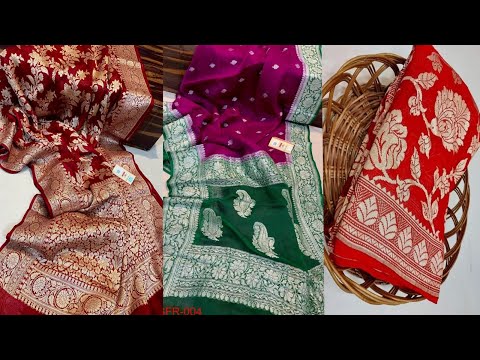 Semi georgette saree |  bridal katan silk |  banarsi semi Dupion collection