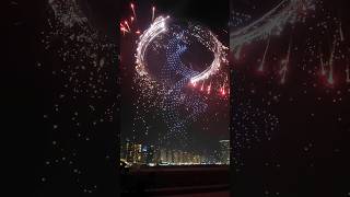 Crazy drone light show with 2 real planes and fireworks in Dubai