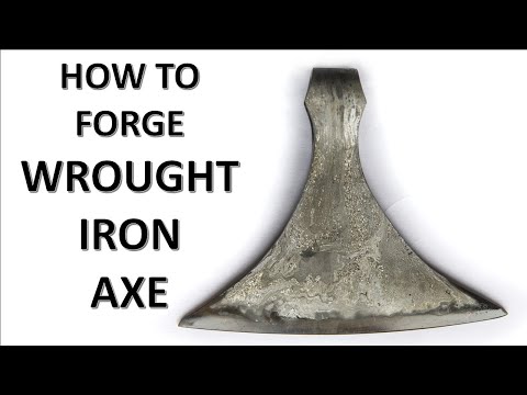 Forging wrought iron medieval axe.