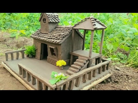 How to make clay house|small clay house|build villa with clay|hand craft kbs | clay house