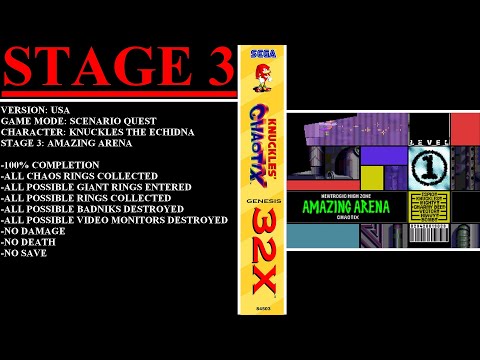 Knuckles' Chaotix [USA] (Sega Genesis 32X) - (Stage 3 - Amazing Arena | 100% Completion)