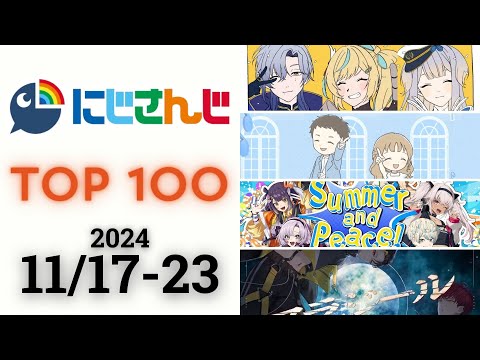 【2024/11/17-23】にじさんじ 歌ってみた&オリジナルソング 週間再生数ランキング TOP 100 + 新曲