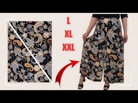 Very Easy how to Cutting and Trousers Stitching | Palazzo Skirt Pants Tutorial with Cut-out Detail