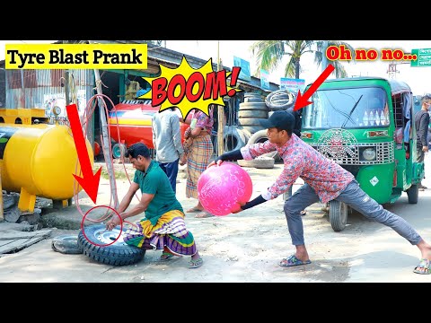 Update Viral Tyre Blast Prank in 2022 | Tyre Puncture Prank With Popping Balloon Prank - ComicaL TV