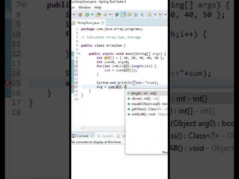 🤔😎Calculate Sum and average of array in Java #shorts #youtubeshorts #javatcoding