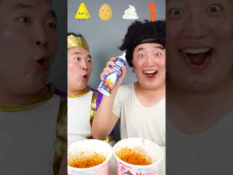 Emoji food challenge Carbonara Buldak mukbang | TikTok Funny Video | HUBA #shorts