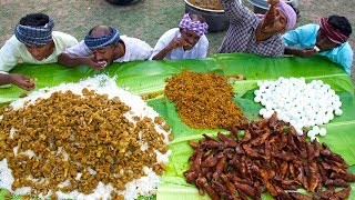 VILLAGE MARRIAGE FOOD | Mutton Curry | Fish Fry | Boiled Egg Raththa Poriyal | Village Function Food