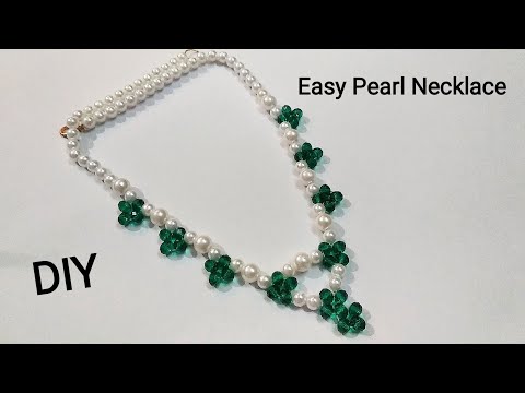 Easy Pearl Necklace || എളുപ്പത്തിലൊരു മുത്തുമാല || Jewellery Making Malayalam || Shabna's Designs