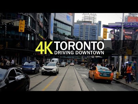 Toronto 4K  - Driving Downtown - Ontario, Canada  CN Tower, University of Toronto