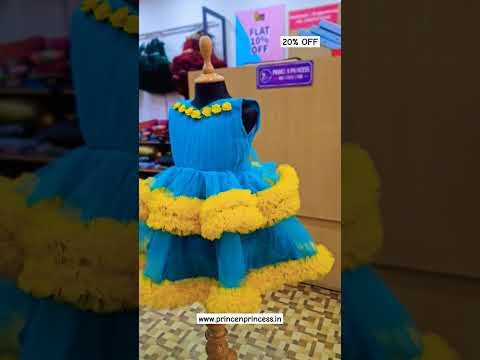 beautiful Blue and Yellow Party Frock from Prince N Princess #kidsfashion #partyfrock #partygowns