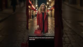 Blonde girl walking in Paris with her red bag! #madewithai #blonde #ai #girl #paris