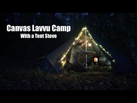 Festive Winter Woodland Camp in a Canvas tent.  Hot Tent and Wood Stove. One-Pan Christmas Dinner.