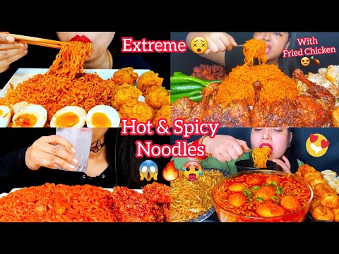 Asmr Eating Extremely Hot & Spicy Noodles 🌶️🔥 Boiled Eggs Korean Fried Chicken 🍗 Momo | Viral Foods