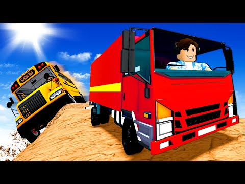 Driving a SEMI TRUCK on a DANGEROUS ROAD! (Roblox)