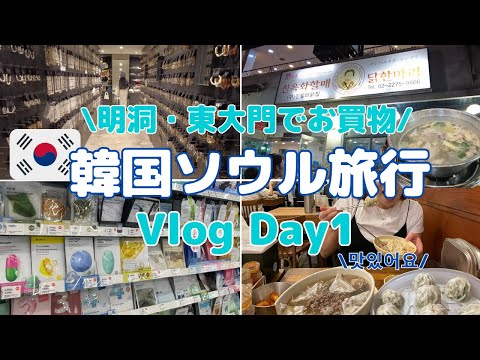 【韓国旅行Vlog】Day1 | 明洞＆東大門で買い物 | 明洞おすすめホテル | 明洞餃子 | タッカンマリ