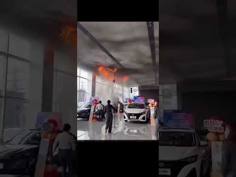 luxury car showroom ceiling catches fire | Required Proper fire fighting system #fireengineering