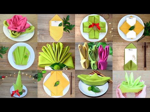 12 More Fancy Napkin Folds - Easy Napkin Folding Tutorial - Year in Review - Episode 28