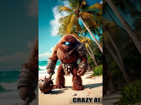 Coconut Barbarian on a Tropical Beach || #shorts #viralvideo  #funny #crazyai