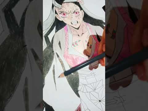 Nezuko Demon form(pt2) #drawing #art #anime #shorts #nezuko #demonslayer #coloring