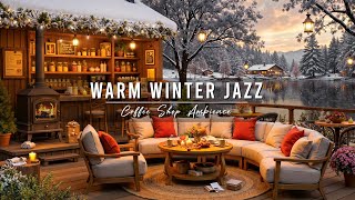 Warm Jazz Music ~ Cozy Winter Porch Ambience ⛄ Relaxing Jazz Instrumental Music & Fireplace Sounds