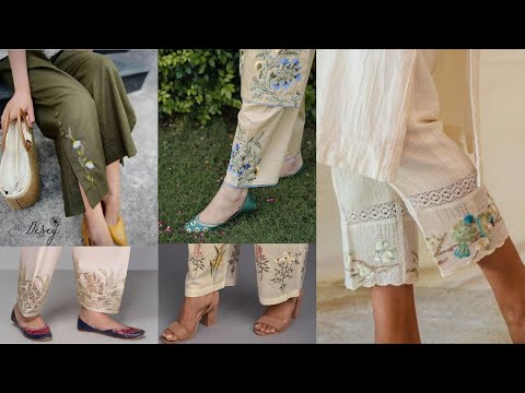 stylish embroidery trousers|| latest trousers designs|| top trousers for girls