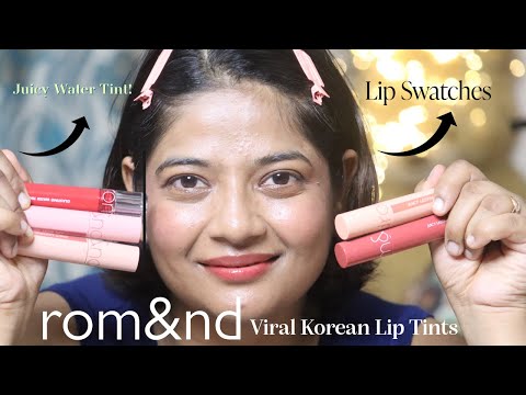 Viral Rom&nd Glasting Juicy Tint Swatches | Swatches On Indian Skin | Best Korean Lip Tints |