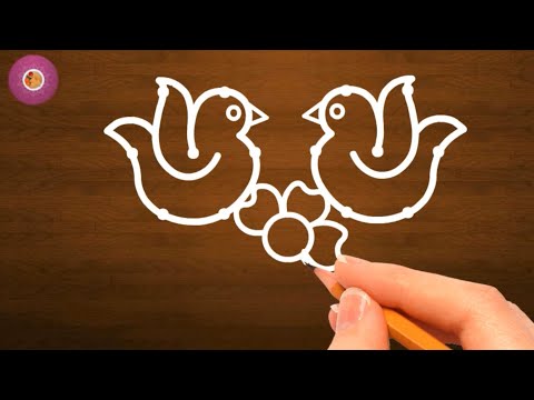 Easy Bird Rangoli Designs with Dots | Simple Bird Muggulu | Kuruvi Kolam | Simple Rangoli Kolam