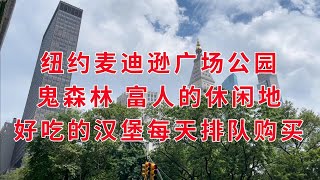 纽约 麦迪逊广场公园  鬼森林  富人的休闲地 好吃的汉堡每天排队购买