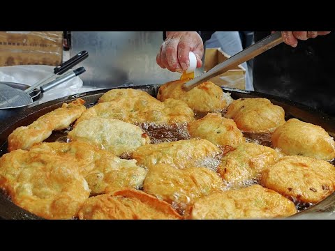 Fried bread wrapped egg,Scallion Pancakes,Pan Fried Buns Making Skills/古早味炸蛋蔥油餅製作-Taiwan Street Food