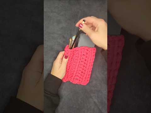 Handmade Makeup Palette Holder and Brush Organizer / Crocheted / Stretchy / Bright Pink💄💕