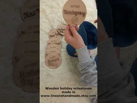 Introducing Our Handmade Wooden Holiday Milestone Discs for Newborns!