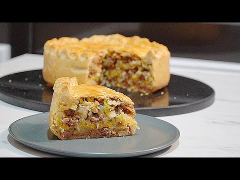 Layered Sausage Meat and Apple Pie