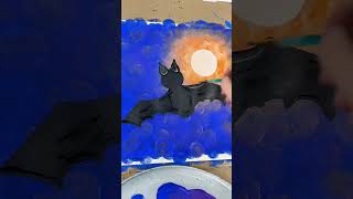 [clip] Painting bat details! 🎨🦇 #kidspainting #halloweendecor #beginnerfriendlys #painting