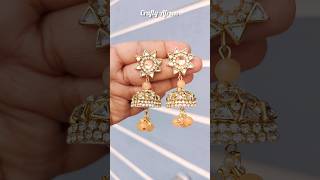 Beautiful kundan jhumka tutorial 😱😍🔥#trending #diyearings #shortsfeed #viralshort #craftyafreen #diy