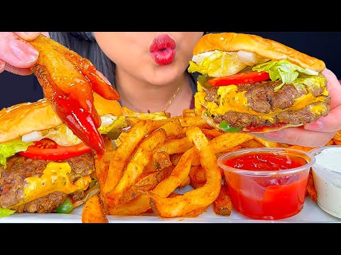 ASMR Five Guys Double Cheeseburger & Cajun Fries | Mukbang | Eating Sounds | ASMR Phan