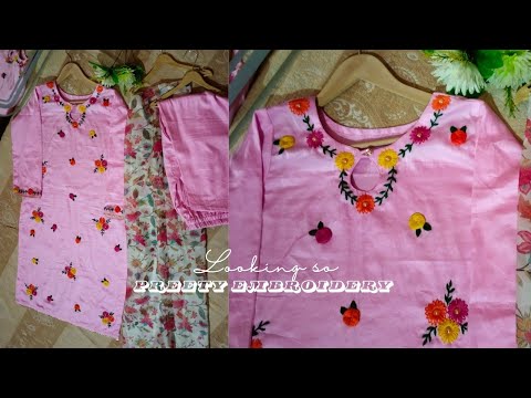 Beautiful all over hand embroidery patterns🌸 with sleeves /Simple and elegant hand embroidery suits