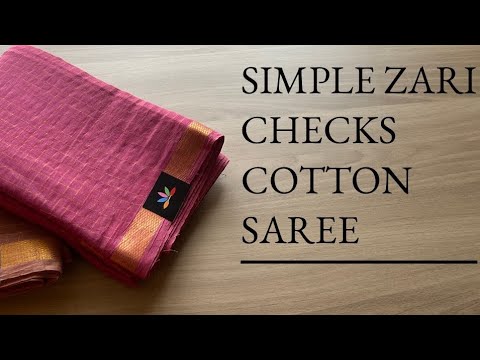 Simple Zari Checks Cotton Saree | Shop on www.fabk.in #fabksarees #cottonsarees