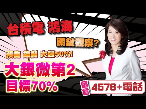 【股市A指標】陳彥蓉分析師2025.01.08 免費倍數飆股 點下面LINE領取 台積 鴻海 關鍵觀察?預告 錼創 大飆50%!大銀微第二 目標70% 留言【4576+電話】跟上