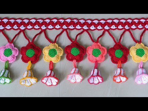 फूलों वाला आसान लटकन तोरन #Crochet Woolen Toran, Door Hanging, Gate Parda, crochet knitting