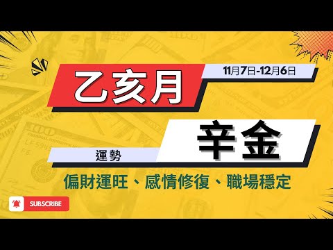 【乙亥月11月運勢】辛金人要註意：偏財運旺、感情修復、職場穩定、財務規劃、健康提示 | 六日柱全面解析