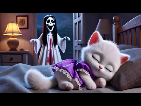 Kitten meets a Little Girl Ghost!😹👻 #cat #ai #catlover #catvideos #cutecat #aicat