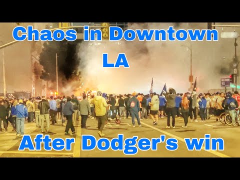 Unrest in Downtown Los Angeles after L.A. Dodgers win the World Series 2024