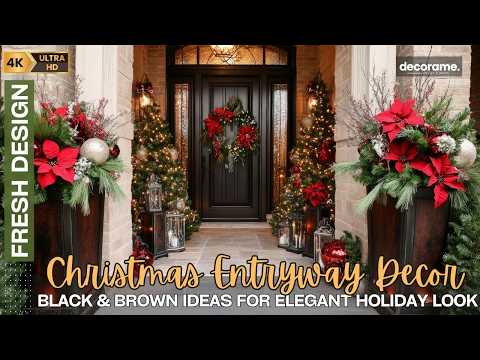 2024 Christmas Entryway Decor: Bold Black & Brown Ideas for an Elegant Holiday Look!